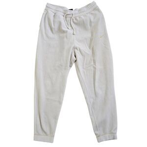 Nike Sweatpants Women's XL Ivory Beige Dri-Fit Fleece Drawstring Running Gorpcor